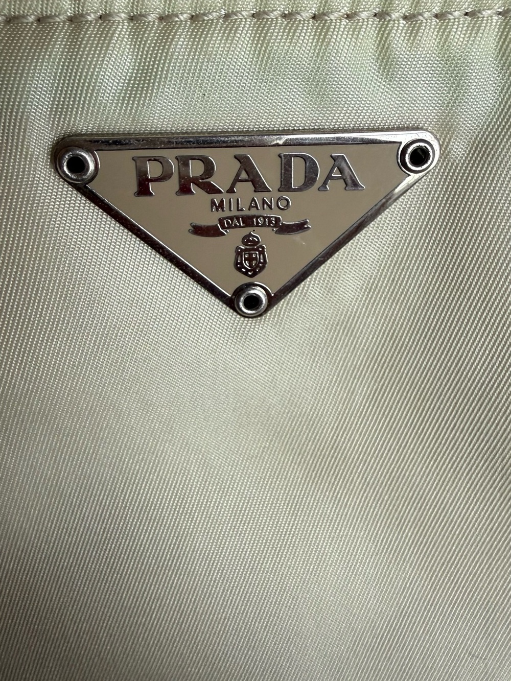 Prada Authentic Cream Nylon Purse with Tan Leather Handles - Picture 8 of 14